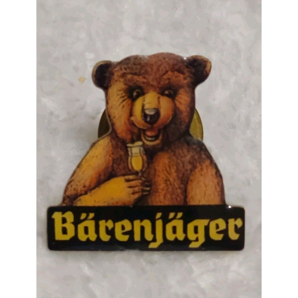 Barenjager Liqueur Liquor Vintage Advertising Lapel Hat Pin Bear Mascot Enamel